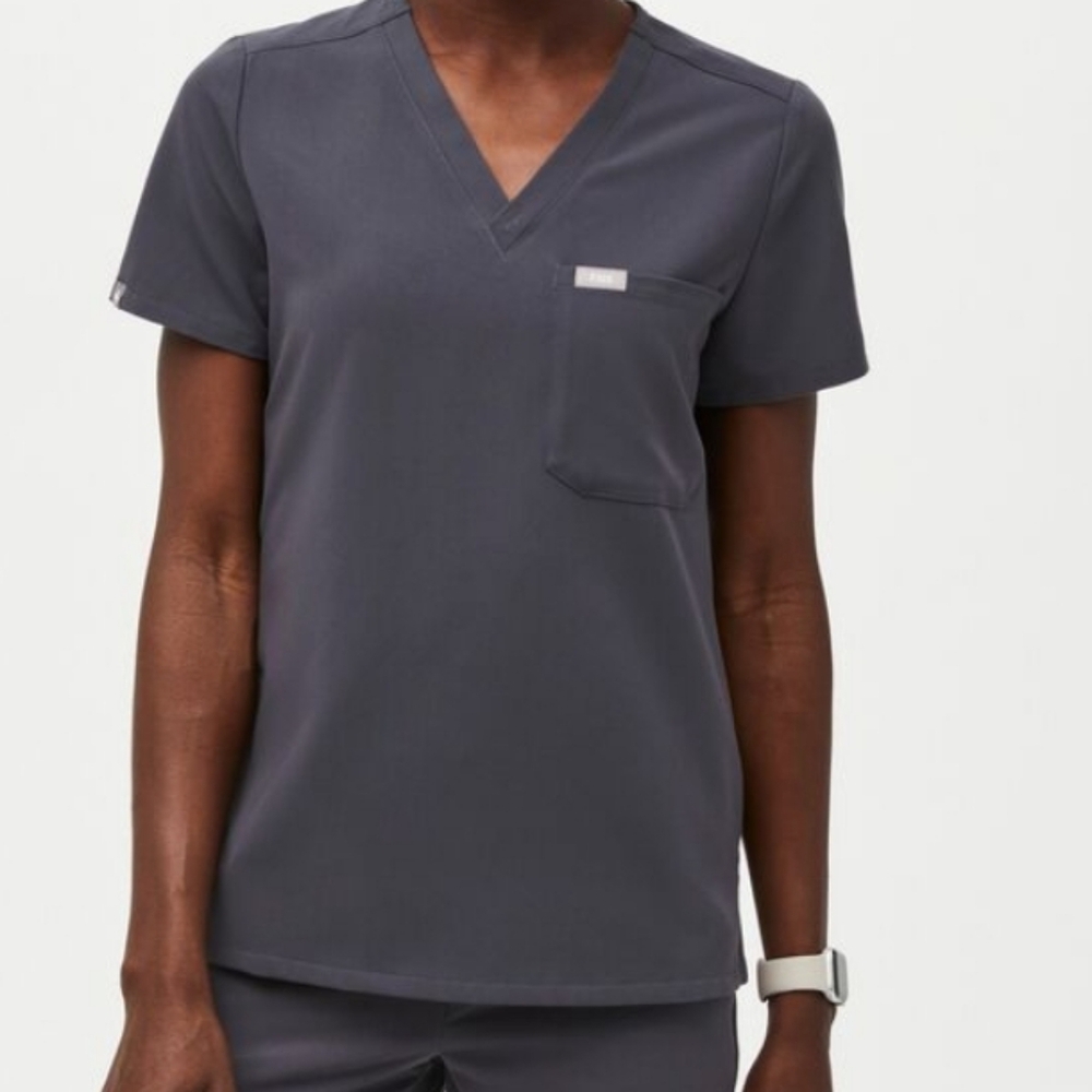 Figs Technical Collection Womens Catarina One Pocket Scrub Top M Charcoal Gray